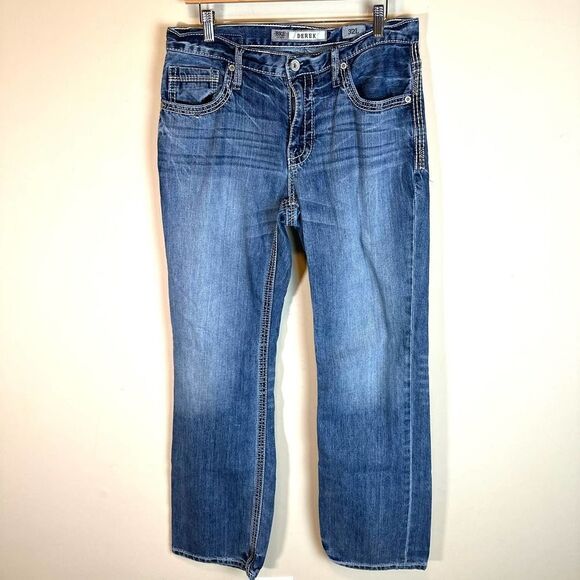 BKE Derek Bootcut Blue Denim Jeans Men’s 32 x 32 Read - Picture 1 of 8